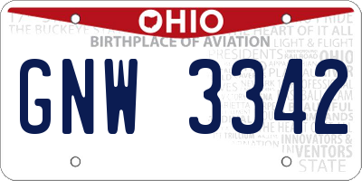 OH license plate GNW3342