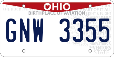 OH license plate GNW3355