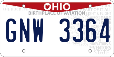 OH license plate GNW3364