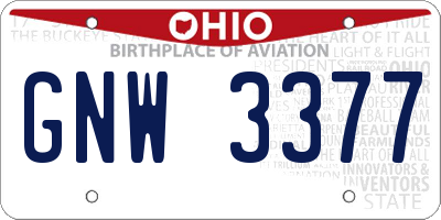OH license plate GNW3377