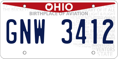 OH license plate GNW3412