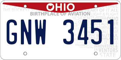 OH license plate GNW3451