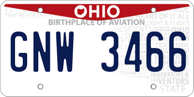 OH license plate GNW3466