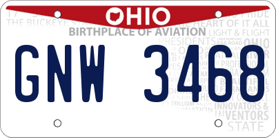 OH license plate GNW3468
