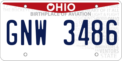 OH license plate GNW3486