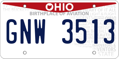 OH license plate GNW3513