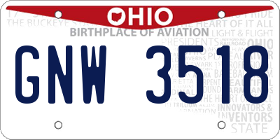 OH license plate GNW3518