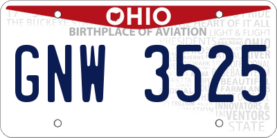 OH license plate GNW3525