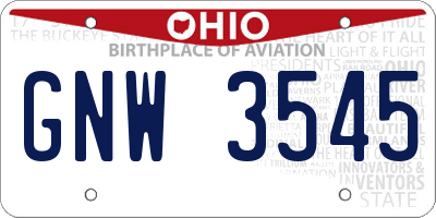 OH license plate GNW3545