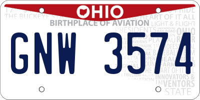 OH license plate GNW3574