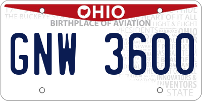 OH license plate GNW3600