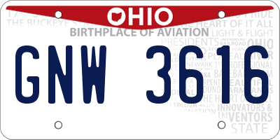 OH license plate GNW3616