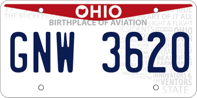 OH license plate GNW3620