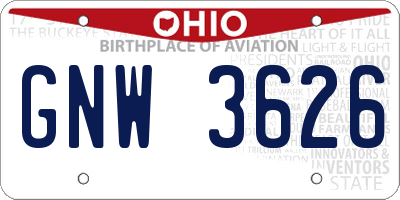 OH license plate GNW3626
