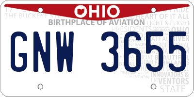 OH license plate GNW3655