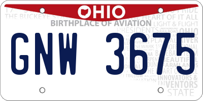 OH license plate GNW3675
