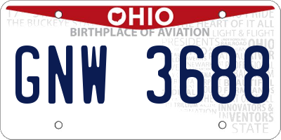 OH license plate GNW3688