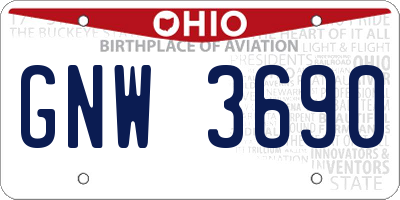 OH license plate GNW3690