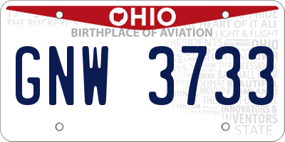 OH license plate GNW3733