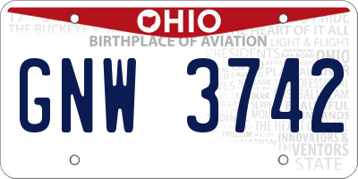 OH license plate GNW3742