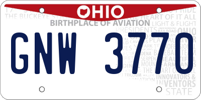 OH license plate GNW3770