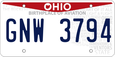 OH license plate GNW3794