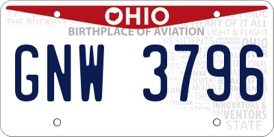 OH license plate GNW3796