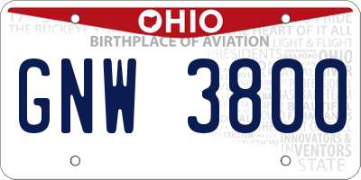 OH license plate GNW3800