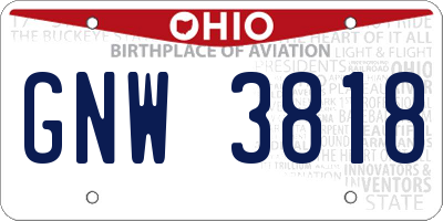 OH license plate GNW3818