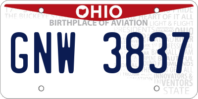 OH license plate GNW3837