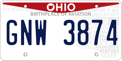 OH license plate GNW3874