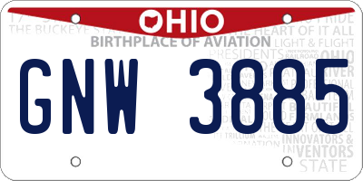 OH license plate GNW3885