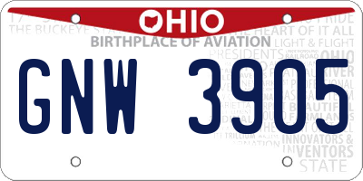 OH license plate GNW3905