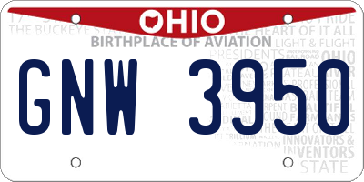 OH license plate GNW3950
