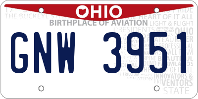 OH license plate GNW3951
