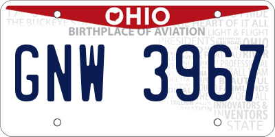 OH license plate GNW3967