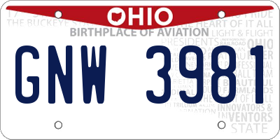 OH license plate GNW3981