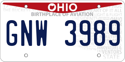 OH license plate GNW3989
