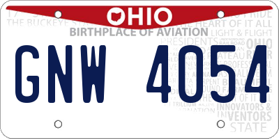 OH license plate GNW4054