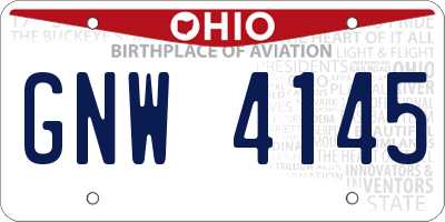 OH license plate GNW4145