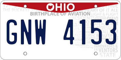 OH license plate GNW4153
