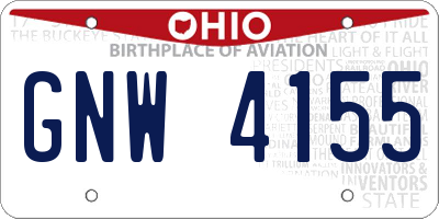 OH license plate GNW4155