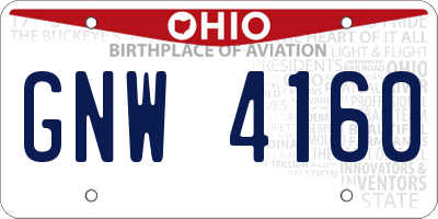 OH license plate GNW4160