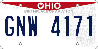 OH license plate GNW4171