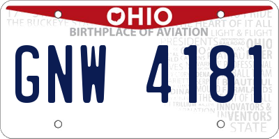 OH license plate GNW4181