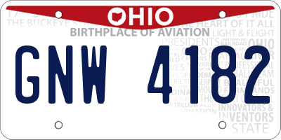 OH license plate GNW4182