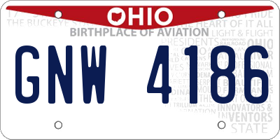 OH license plate GNW4186