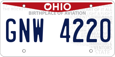 OH license plate GNW4220