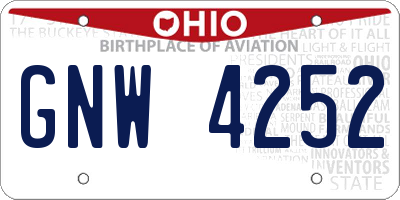 OH license plate GNW4252