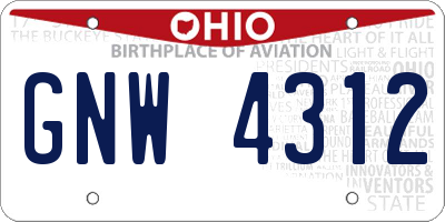 OH license plate GNW4312